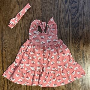 Mayoral Pink Dress with Fun Pattern and matching headband!